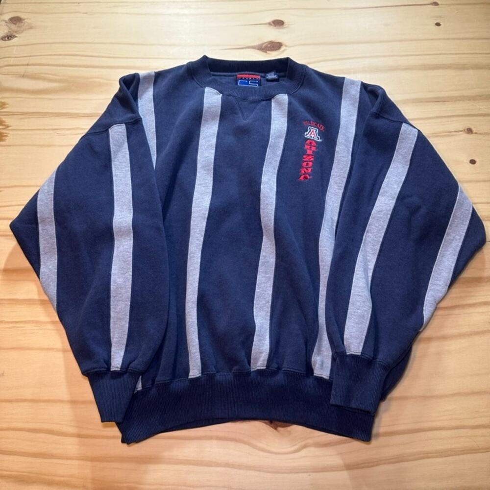 Vintage 90s Arizona Wildcats Crable Sports Striped Crewneck Sweatsshirt Mens XL